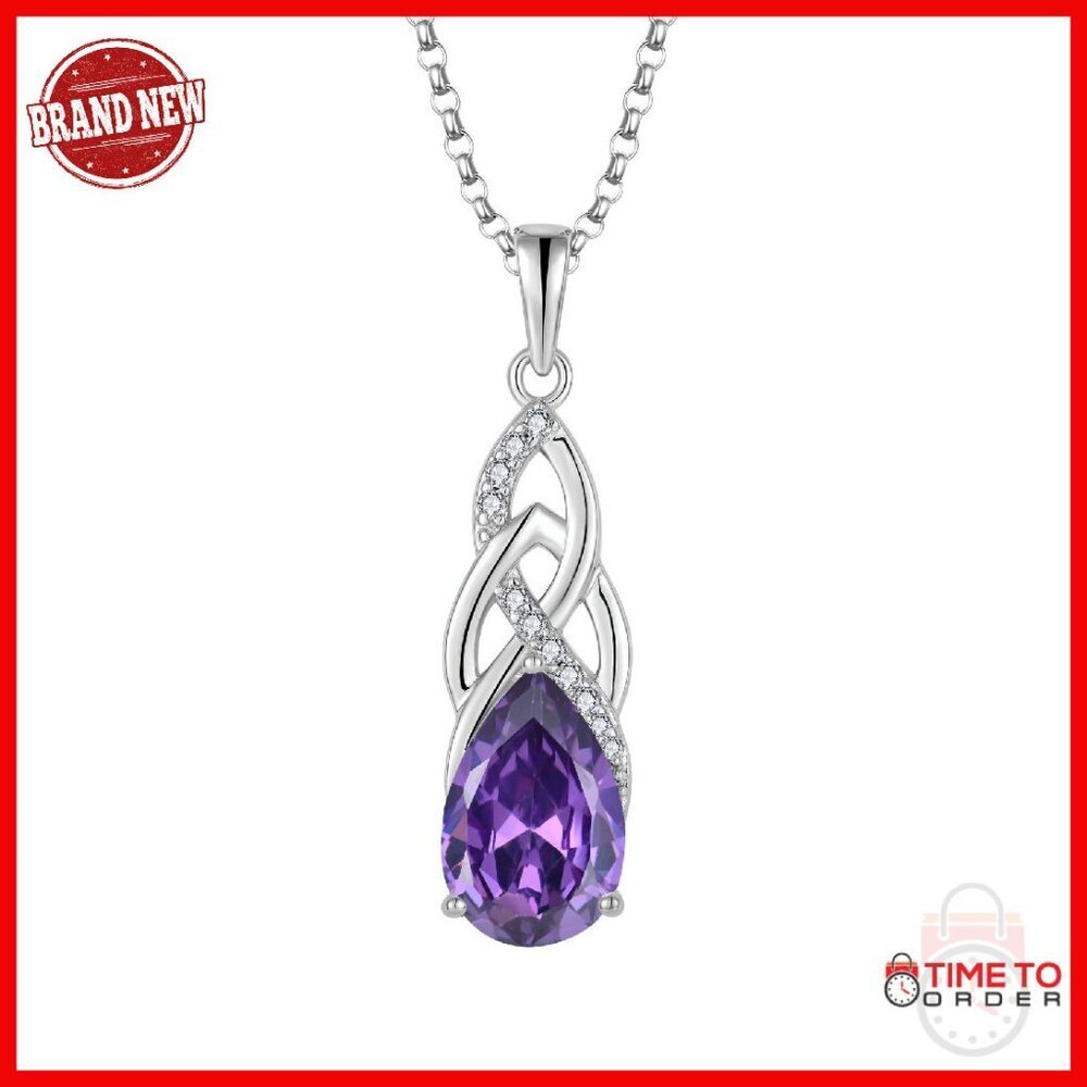 Sterling Silver Celtic Knot Infinity Necklace with Birthstone Pendant